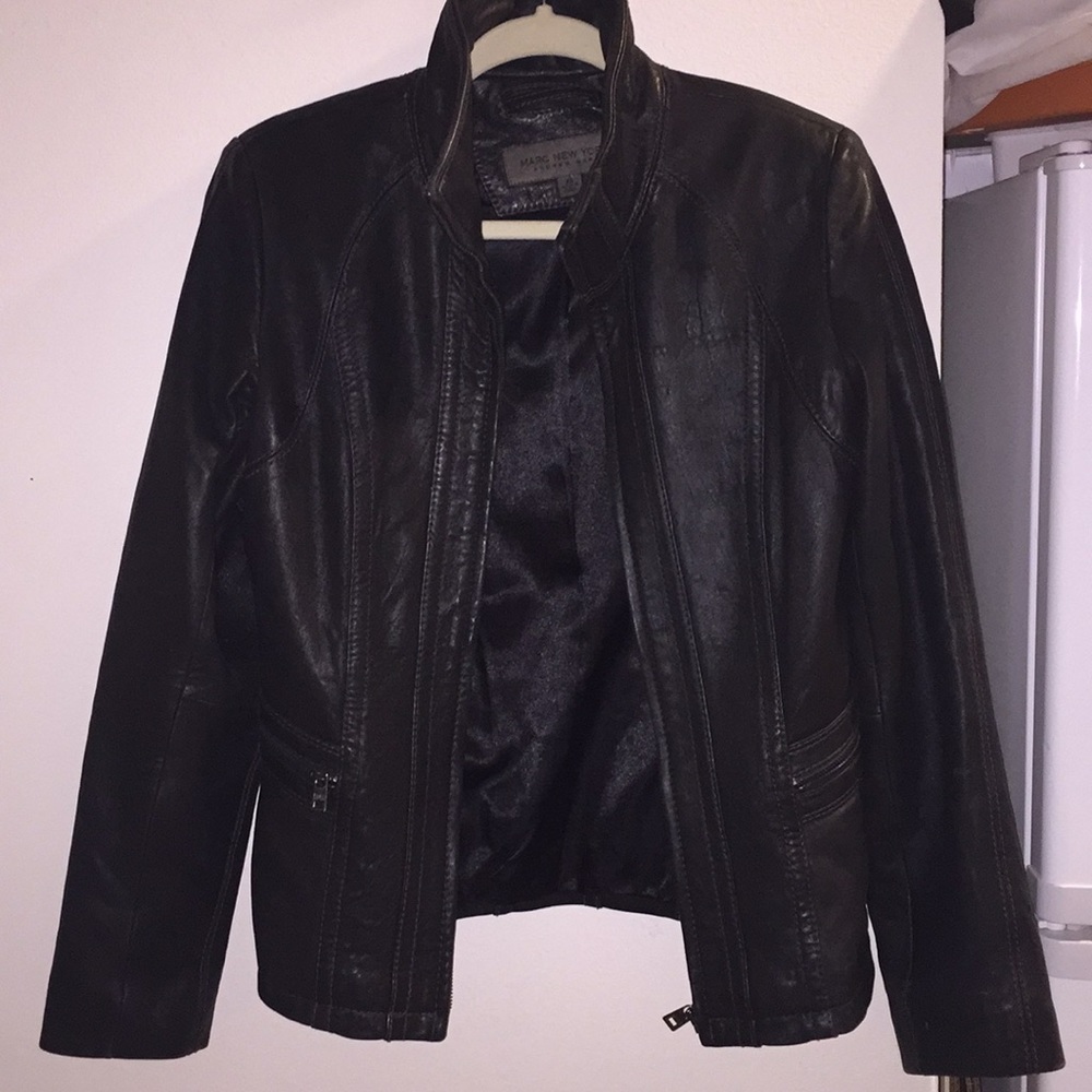 Marc New York Dark Brown Leather Jacket Lambskin